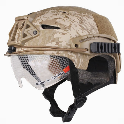 Tactical Helmet With Protective Goggle Glasses